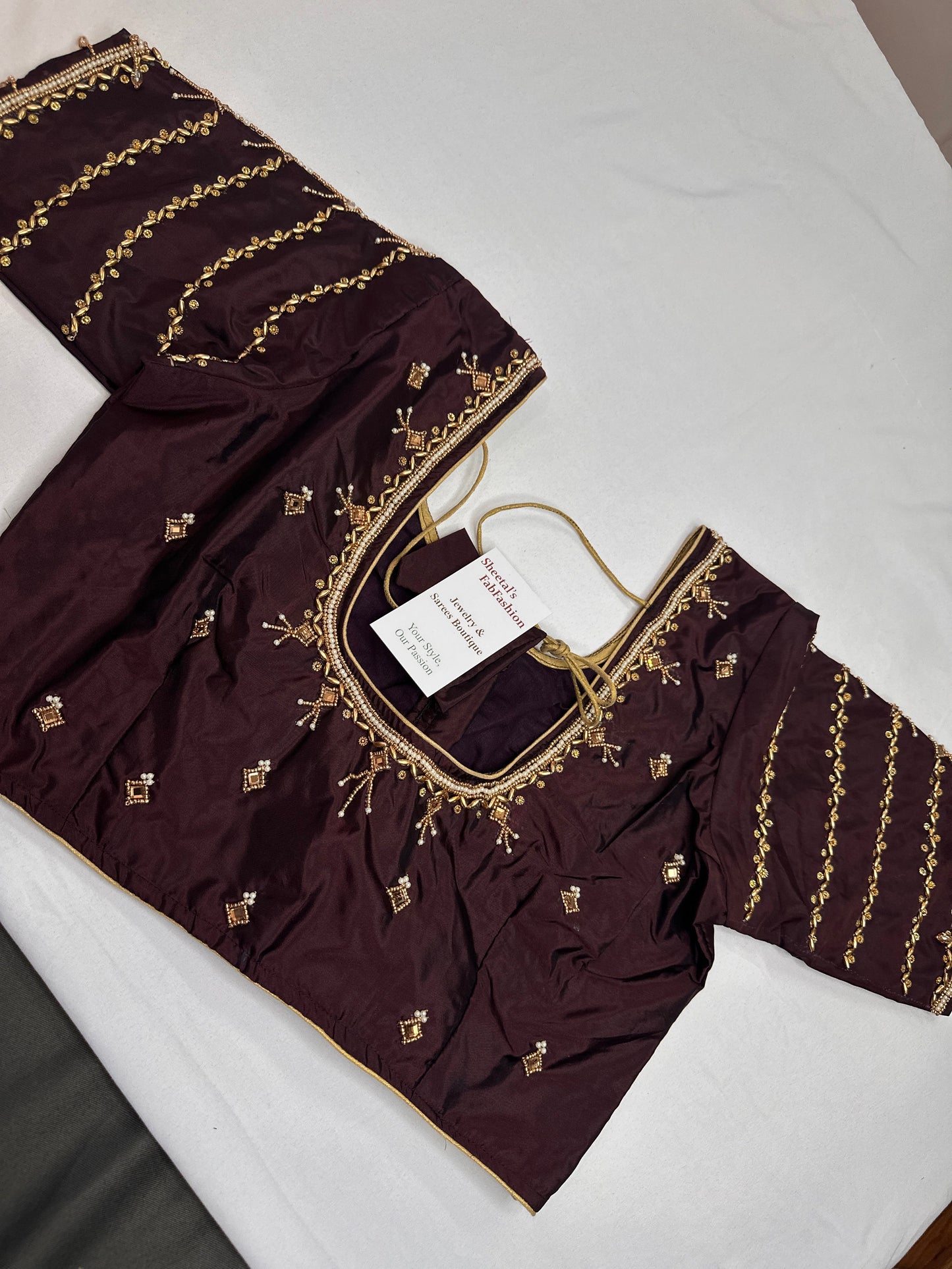 Brown Silk Maggam Aari Blouse