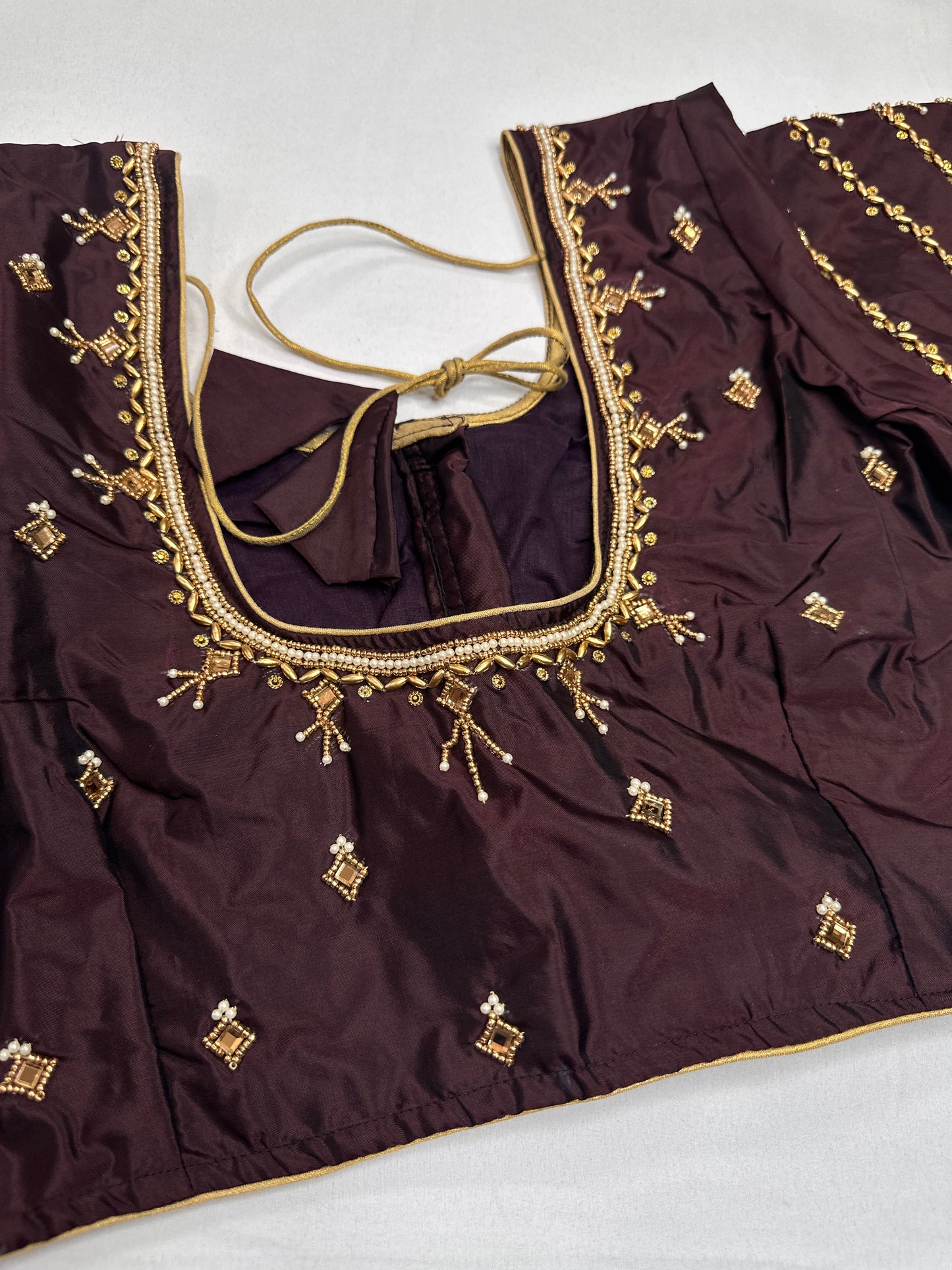 Brown Silk Maggam Aari Blouse