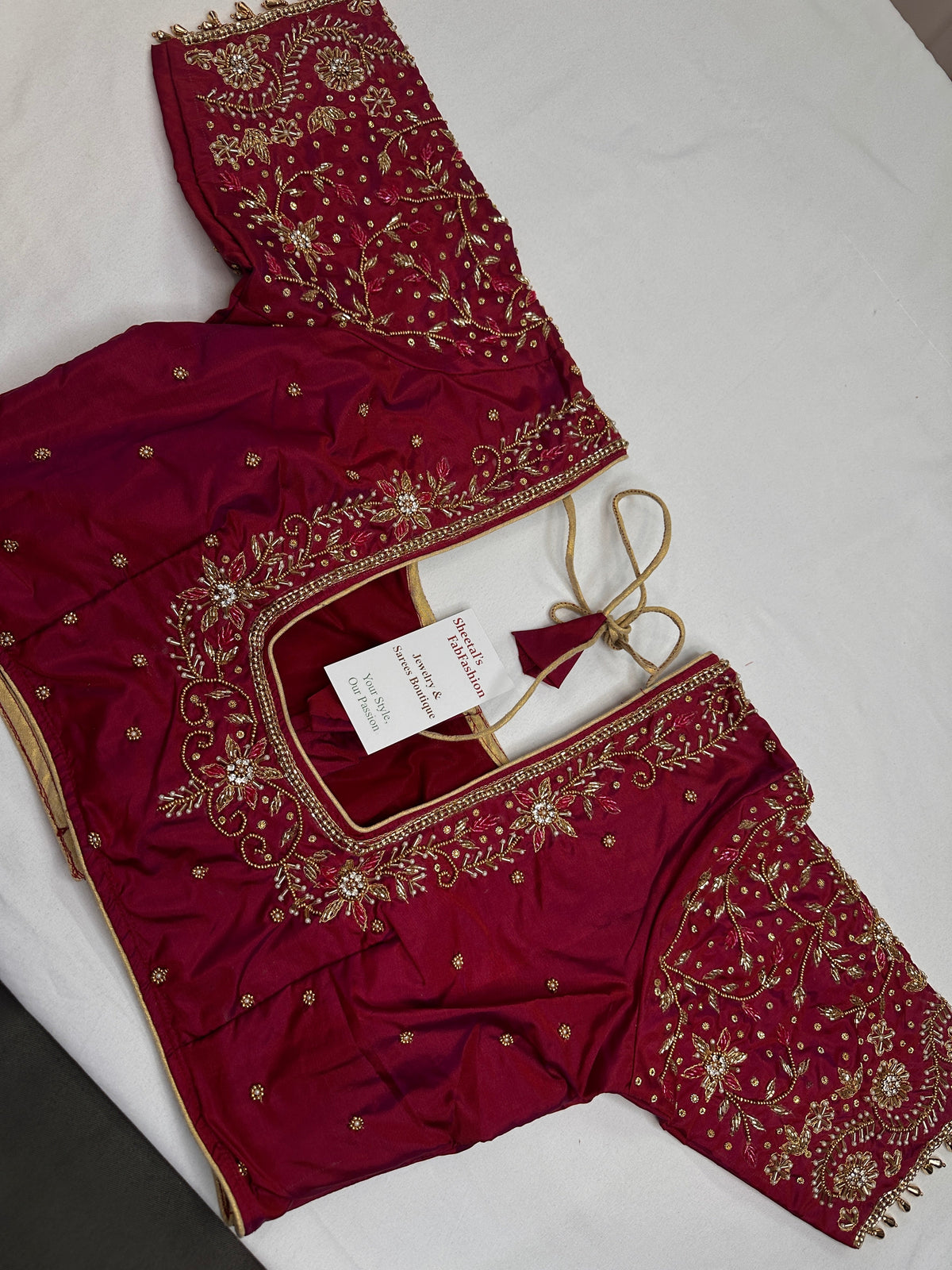 Maroon Red Silk Maggam Aari Blouse
