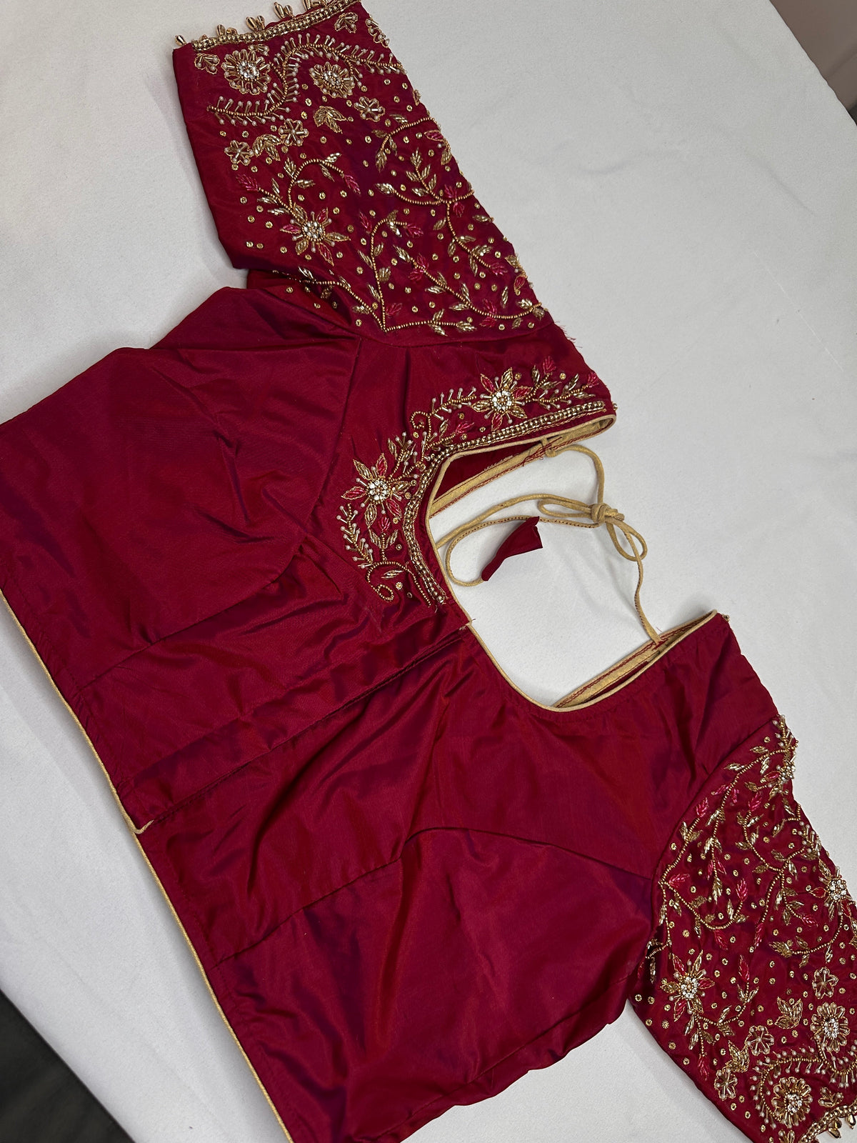 Maroon Red Silk Maggam Aari Blouse
