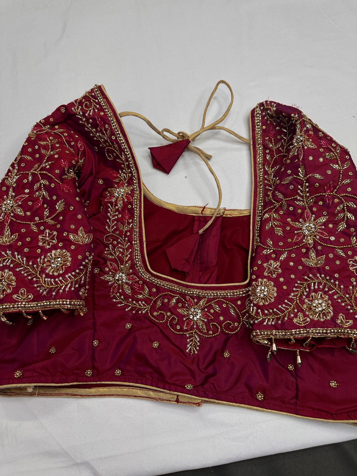 Maroon Red Silk Maggam Aari Blouse