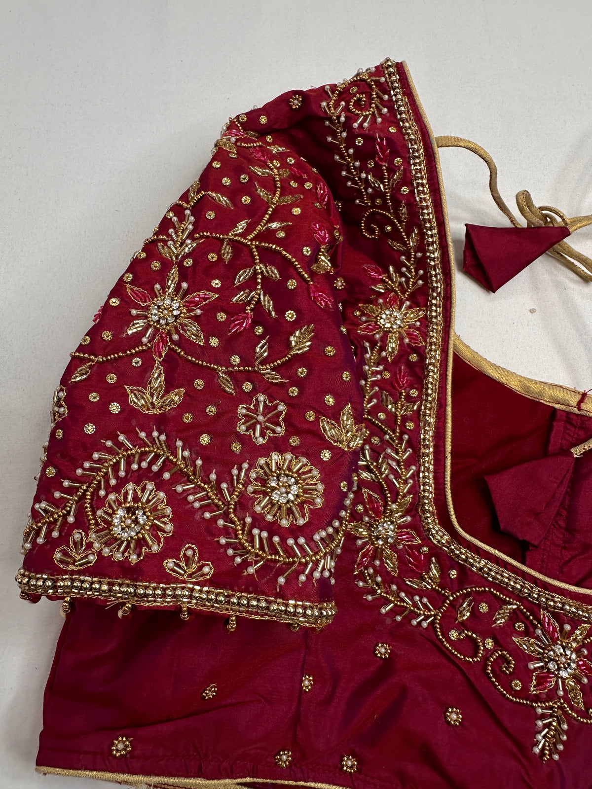 Maroon Red Silk Maggam Aari Blouse