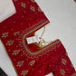 Red Silk Pearl Maggam Aari Blouse