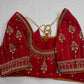 Red Silk Pearl Maggam Aari Blouse