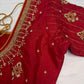 Red Silk Pearl Maggam Aari Blouse