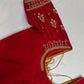 Red Silk Pearl Maggam Aari Blouse