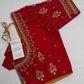 Red Silk Pearl Maggam Aari Blouse