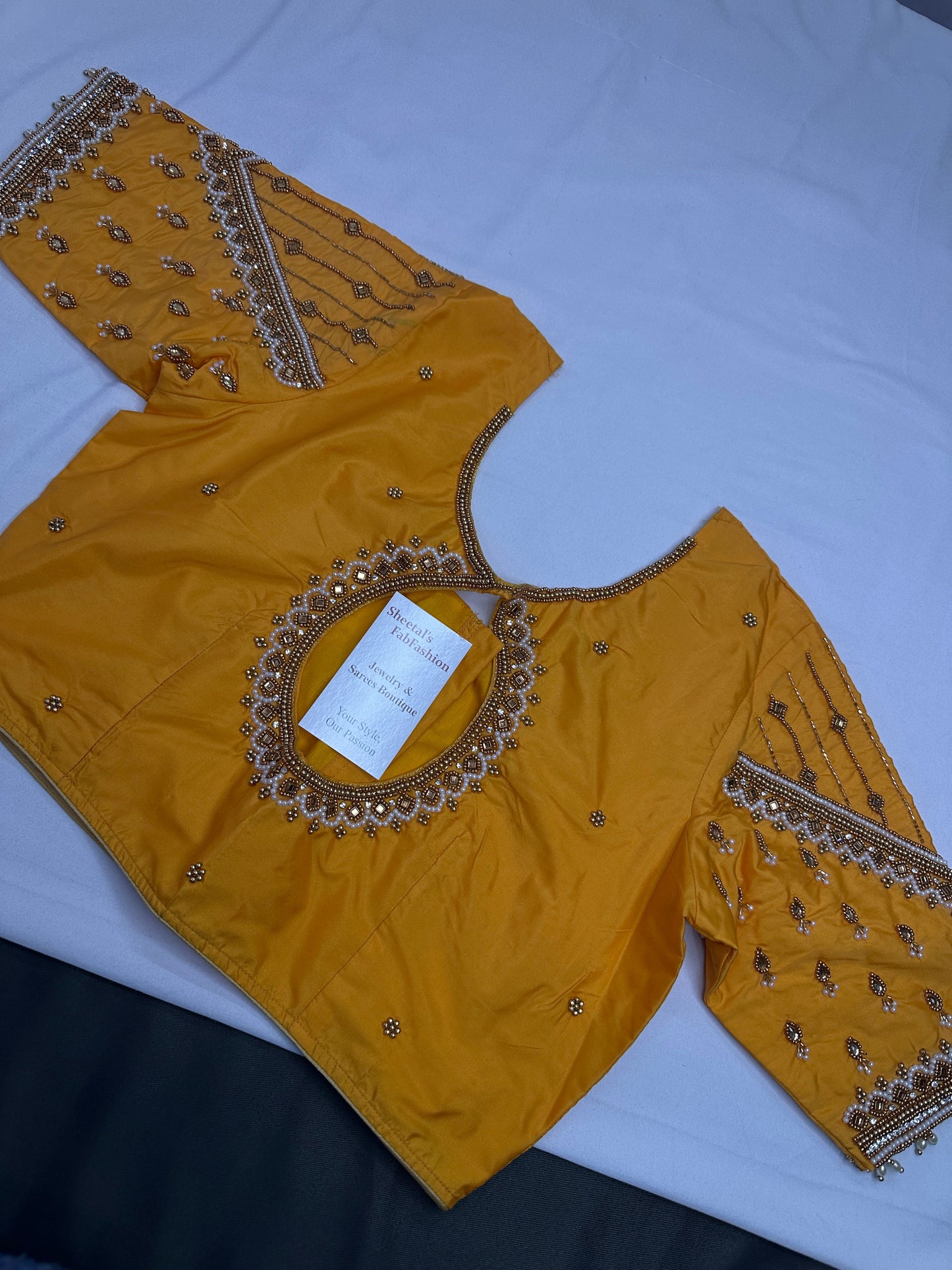 Yellow Silk Maggam Aari Blouse