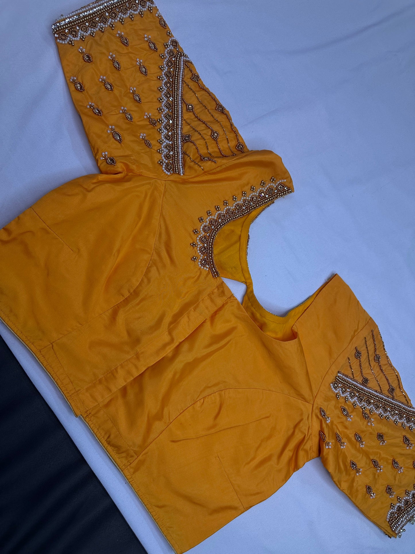 Yellow Silk Maggam Aari Blouse