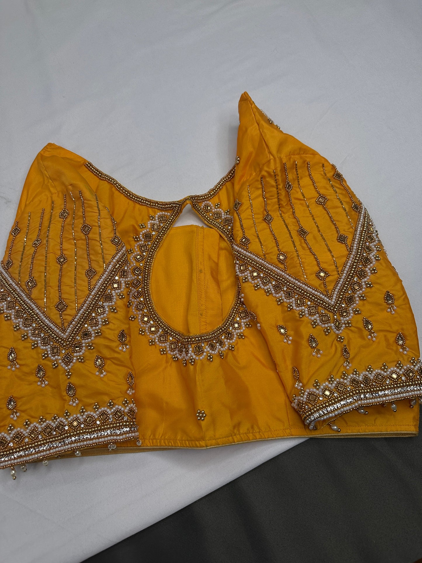 Yellow Silk Maggam Aari Blouse