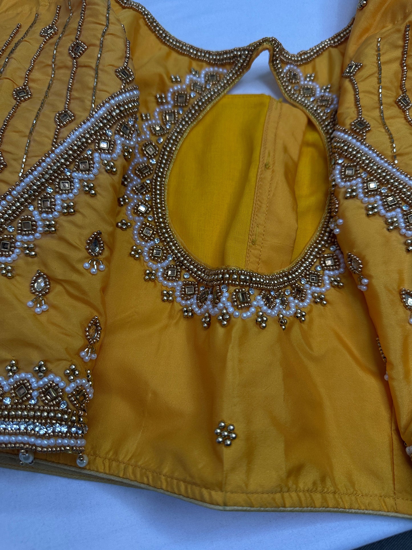 Yellow Silk Maggam Aari Blouse