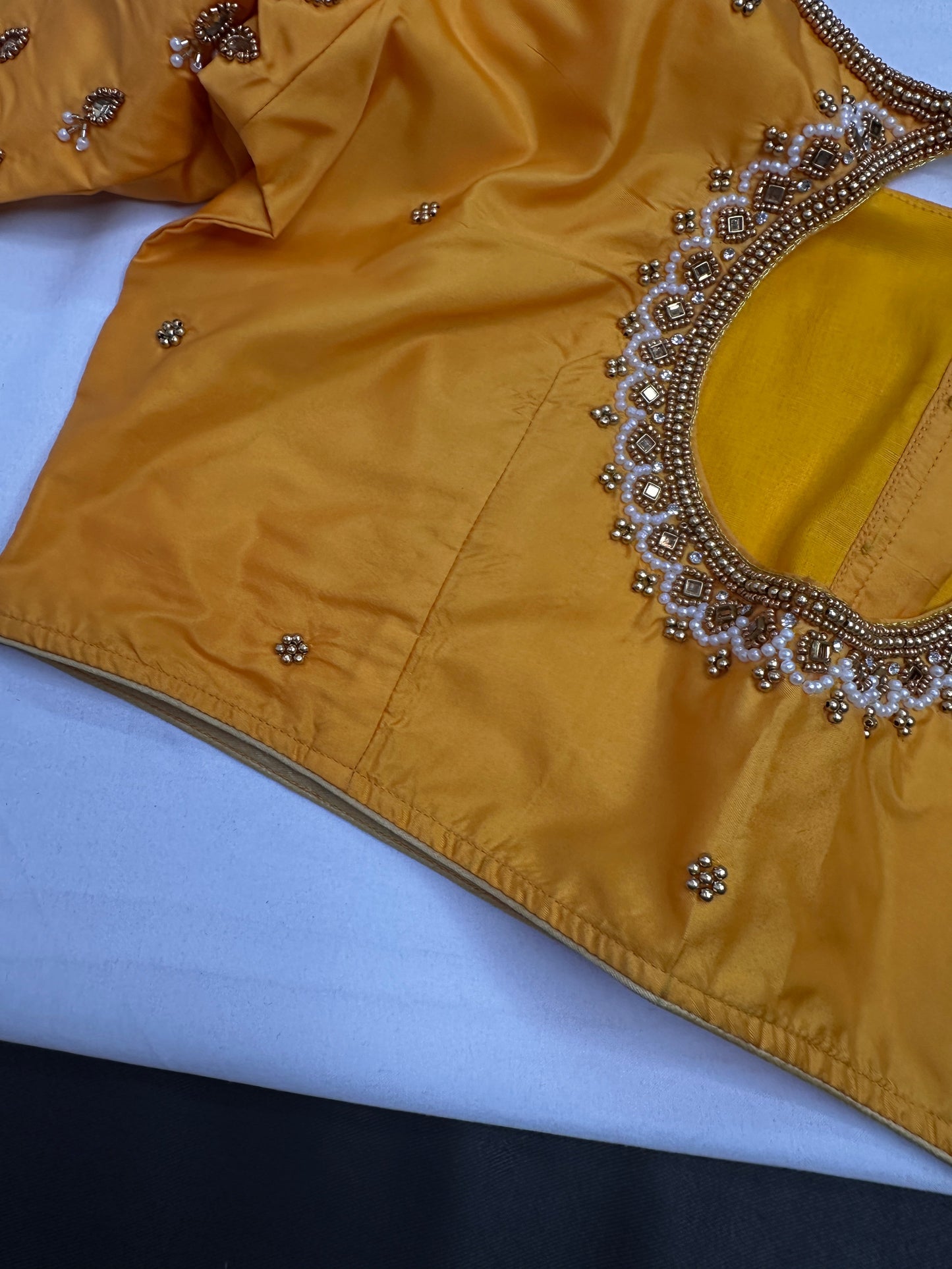 Yellow Silk Maggam Aari Blouse