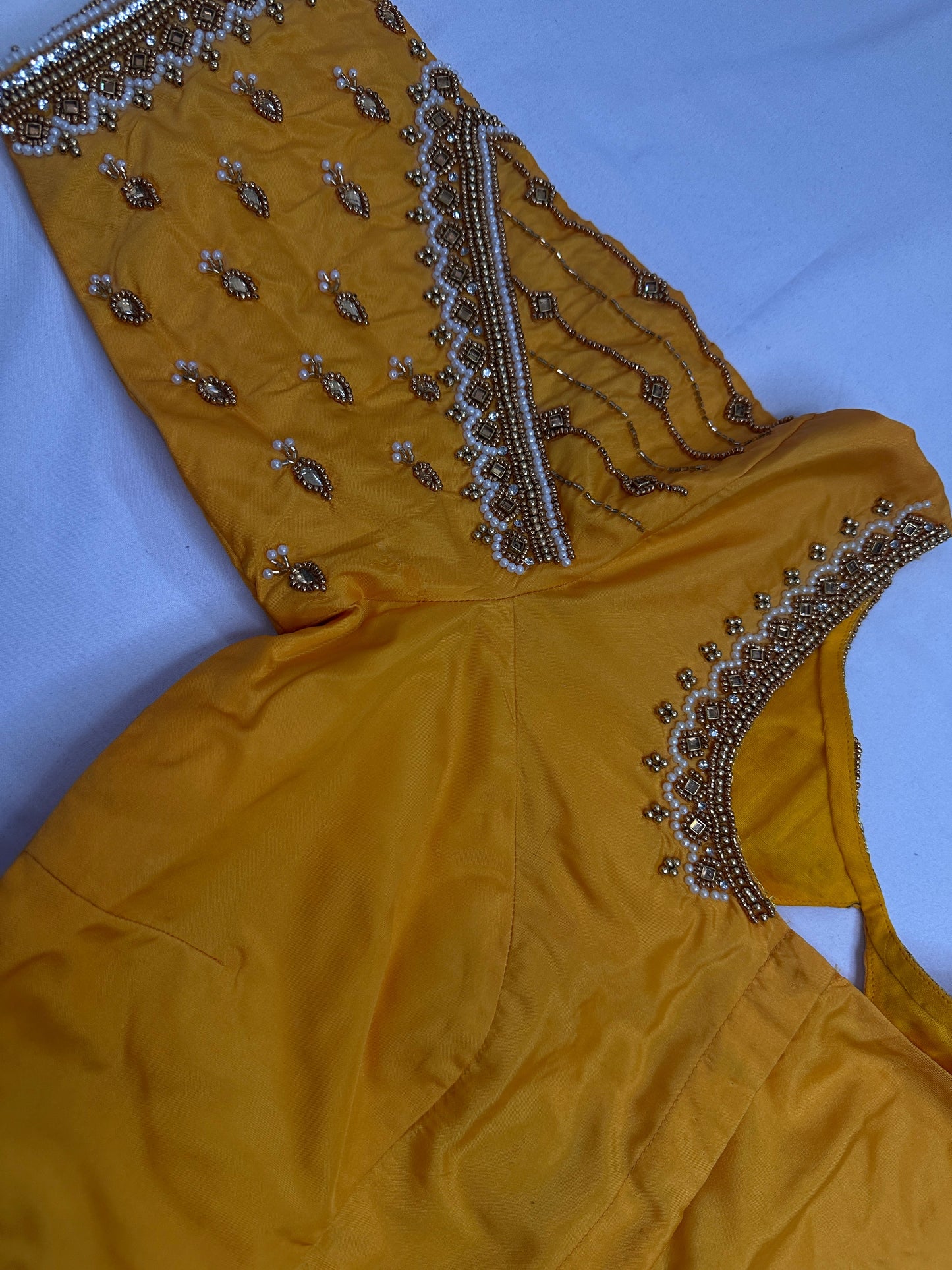 Yellow Silk Maggam Aari Blouse