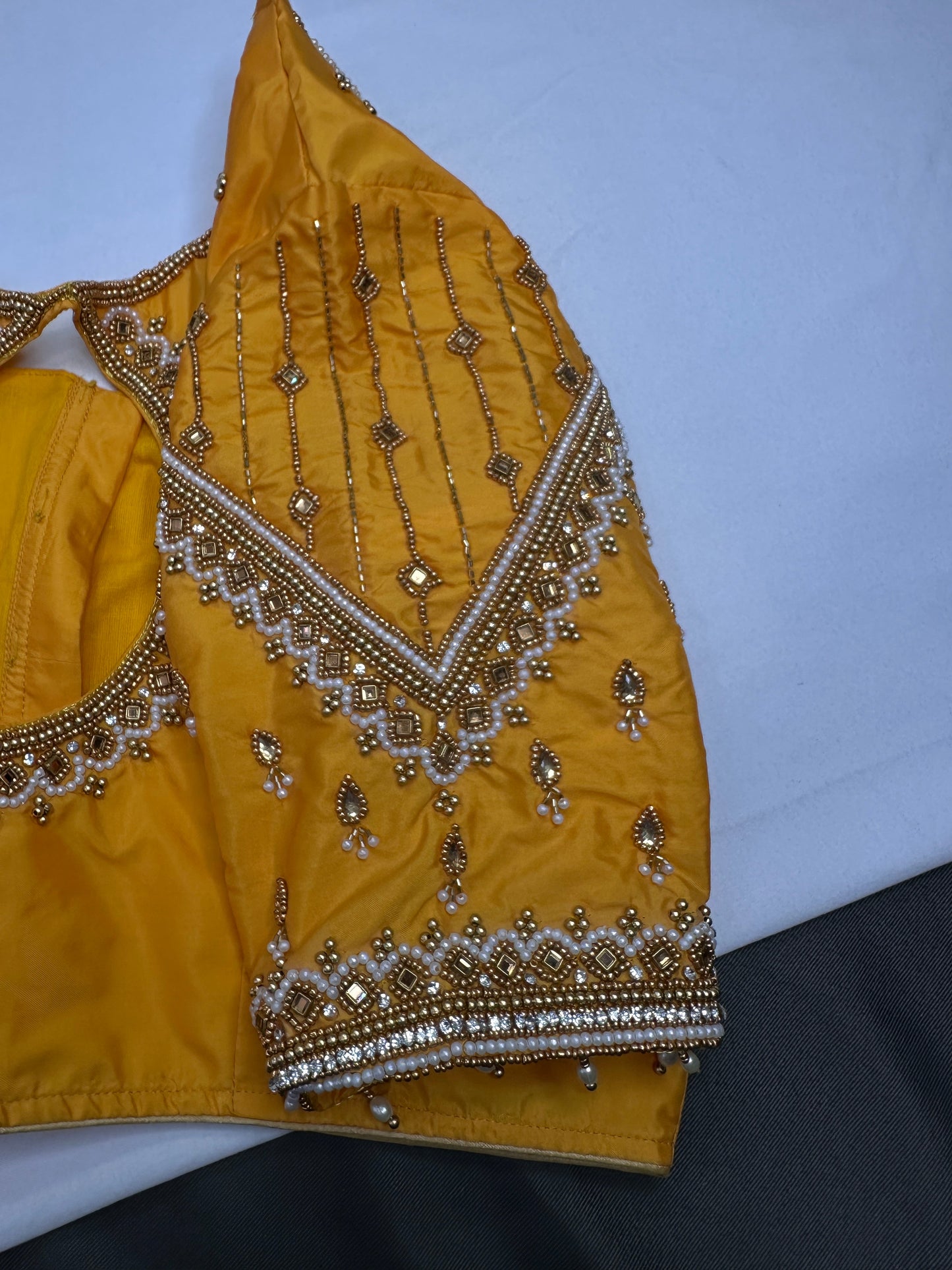 Yellow Silk Maggam Aari Blouse