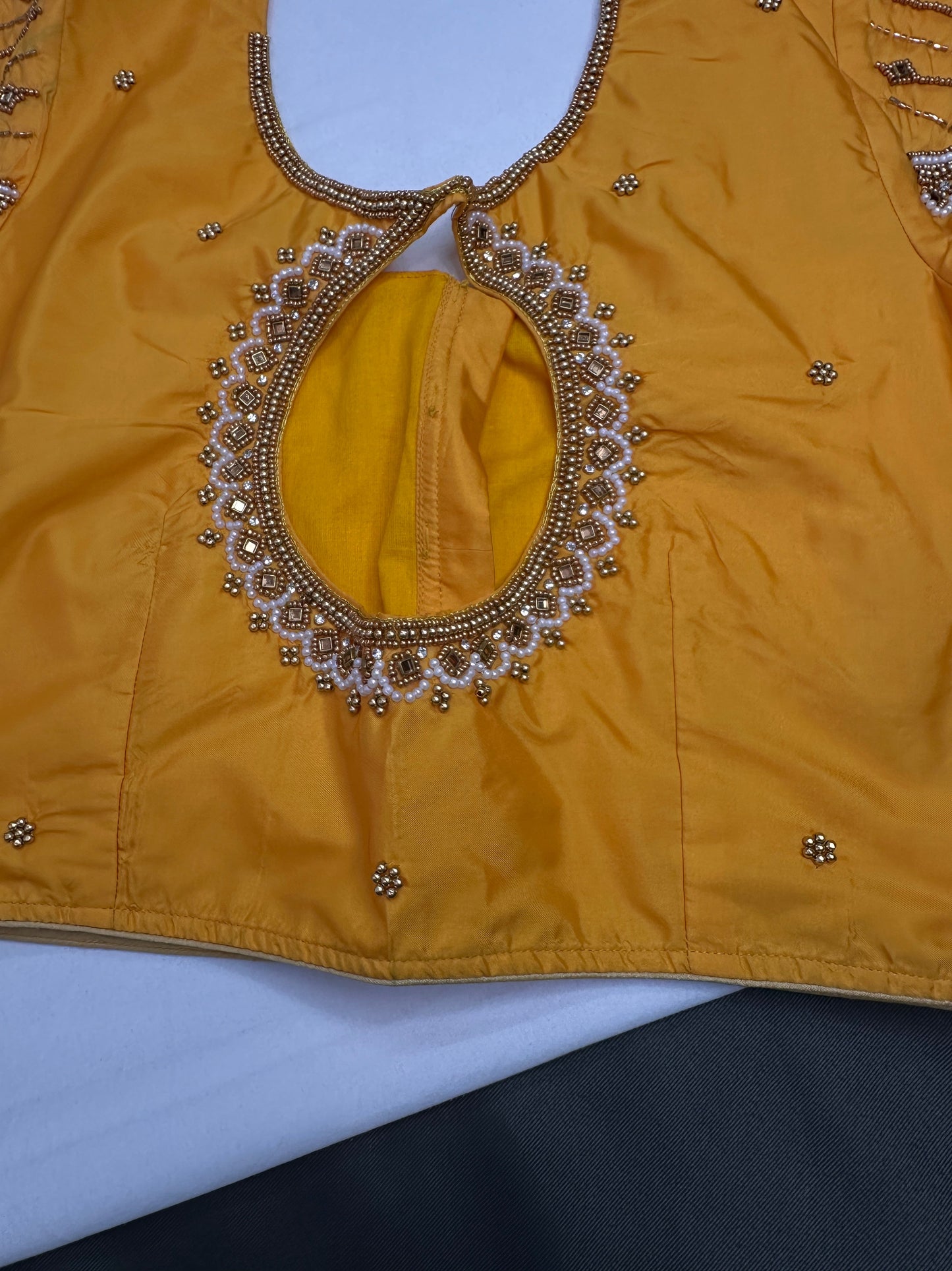 Yellow Silk Maggam Aari Blouse