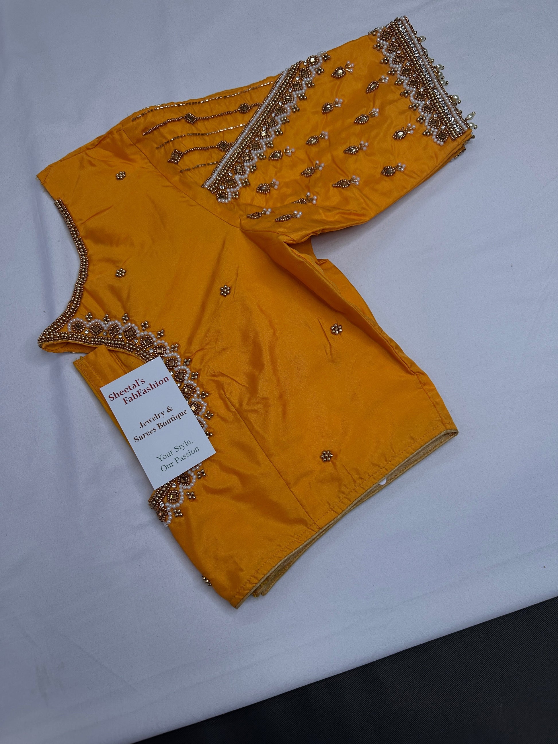 Yellow Silk Maggam Aari Blouse