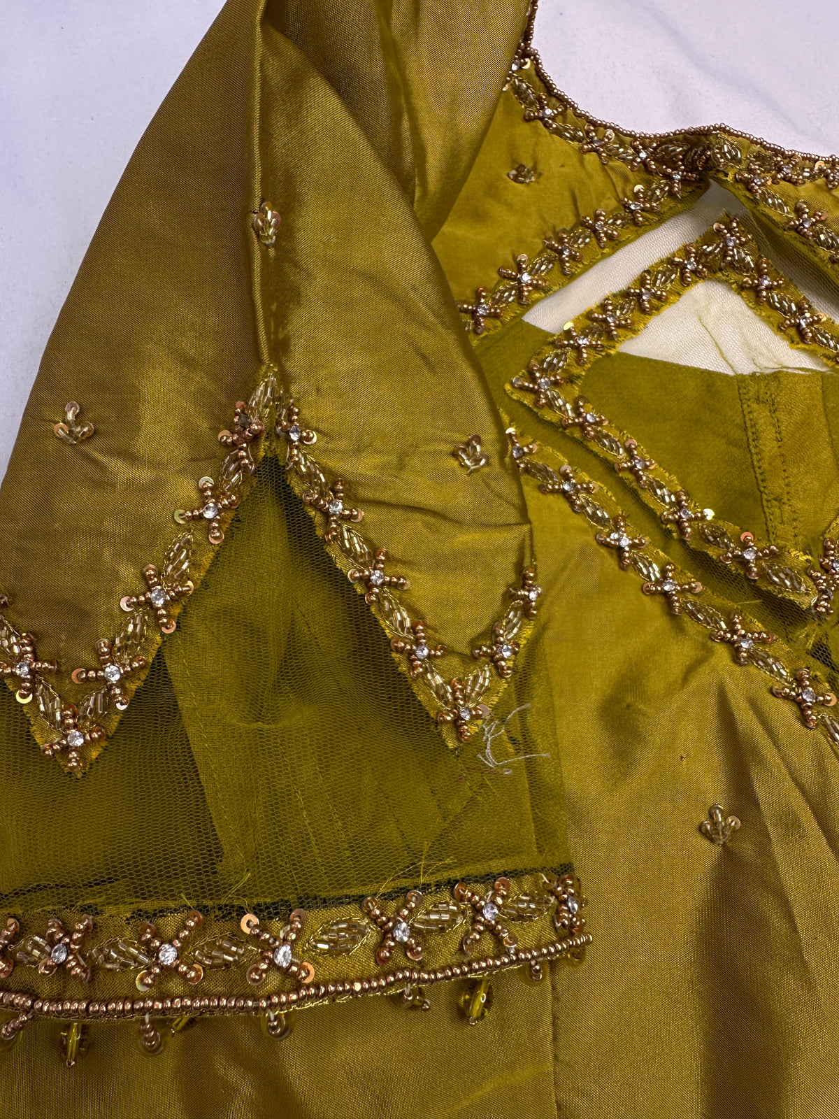 Green Net Silk Maggam Aari Blouse