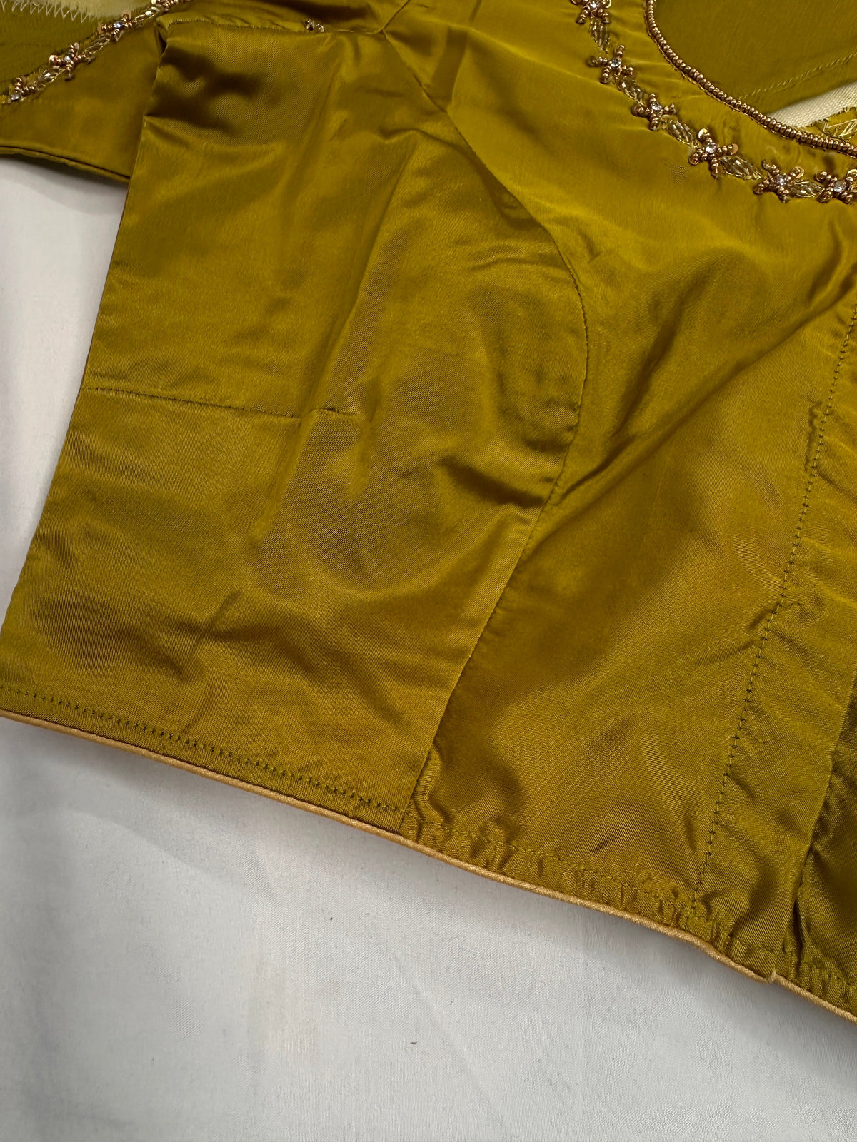 Green Net Silk Maggam Aari Blouse