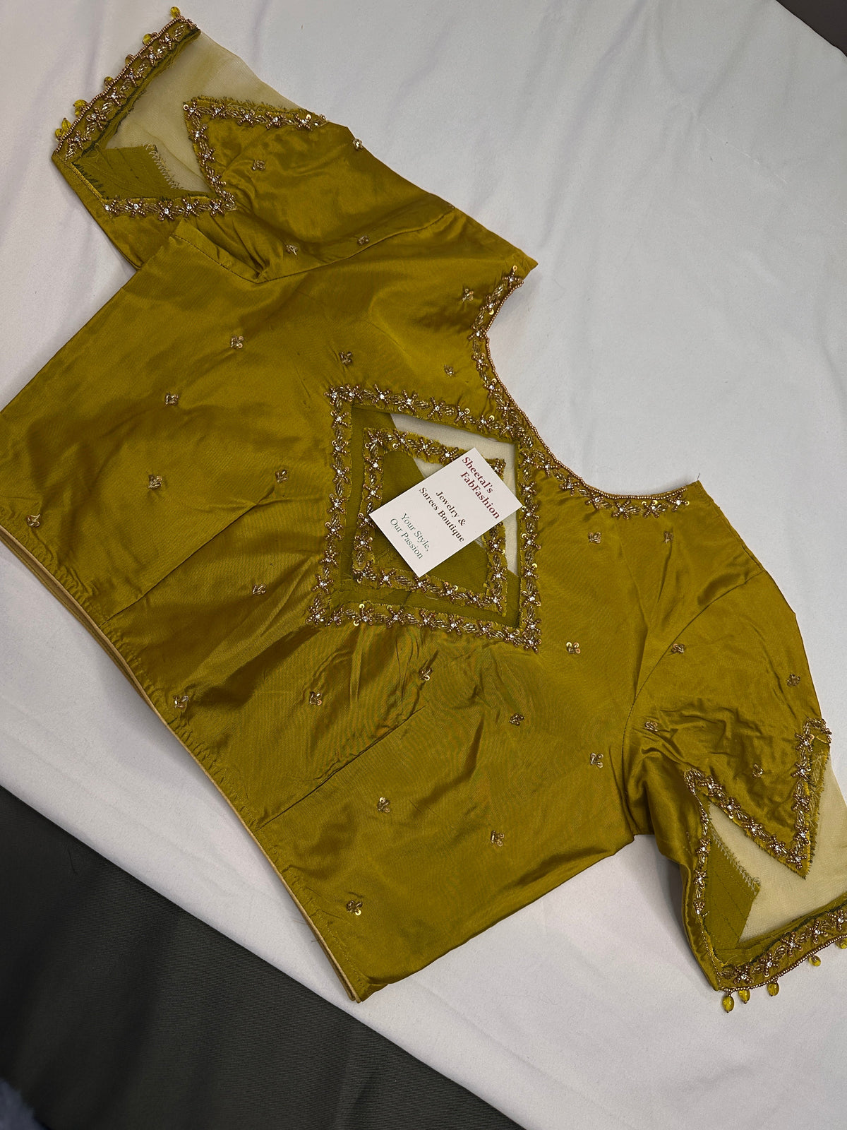 Green Net Silk Maggam Aari Blouse