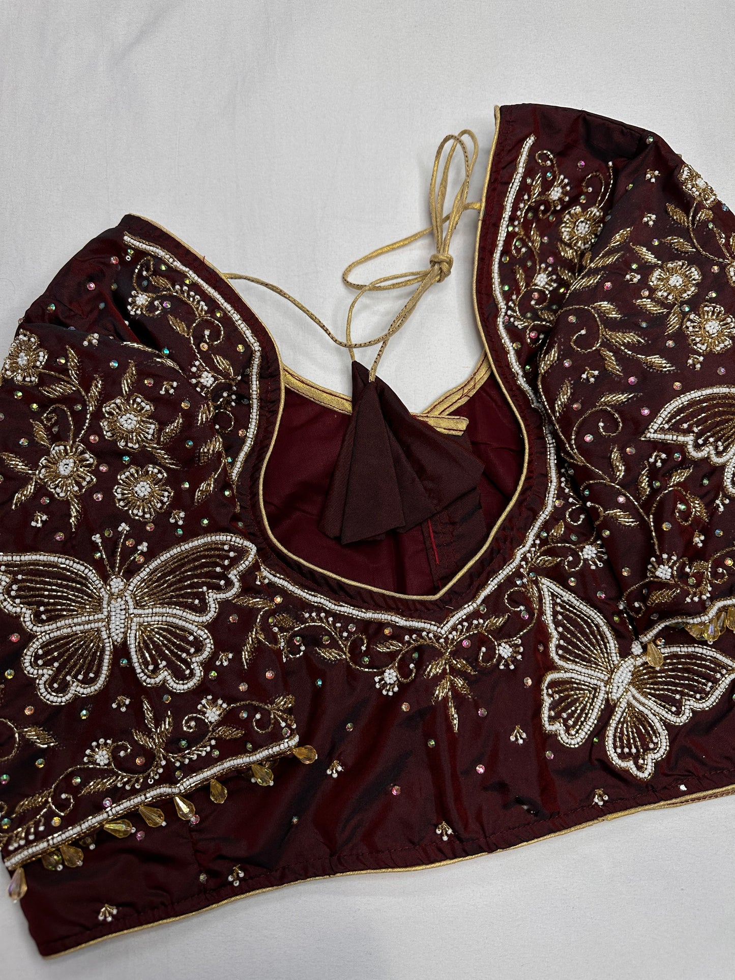 Brown Butterfly Silk Maggam Aari Blouse