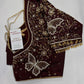 Brown Butterfly Silk Maggam Aari Blouse