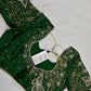 Green Butterfly Silk Maggam Aari Blouse