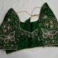 Green Butterfly Silk Maggam Aari Blouse