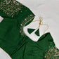 Green Butterfly Silk Maggam Aari Blouse
