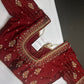 Maroon Red Silk Pearl Maggam Aari Blouse