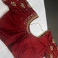 Maroon Red Silk Pearl Maggam Aari Blouse