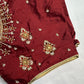 Maroon Red Silk Pearl Maggam Aari Blouse