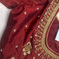 Maroon Red Silk Pearl Maggam Aari Blouse