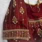 Maroon Red Silk Pearl Maggam Aari Blouse