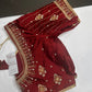 Maroon Red Silk Pearl Maggam Aari Blouse