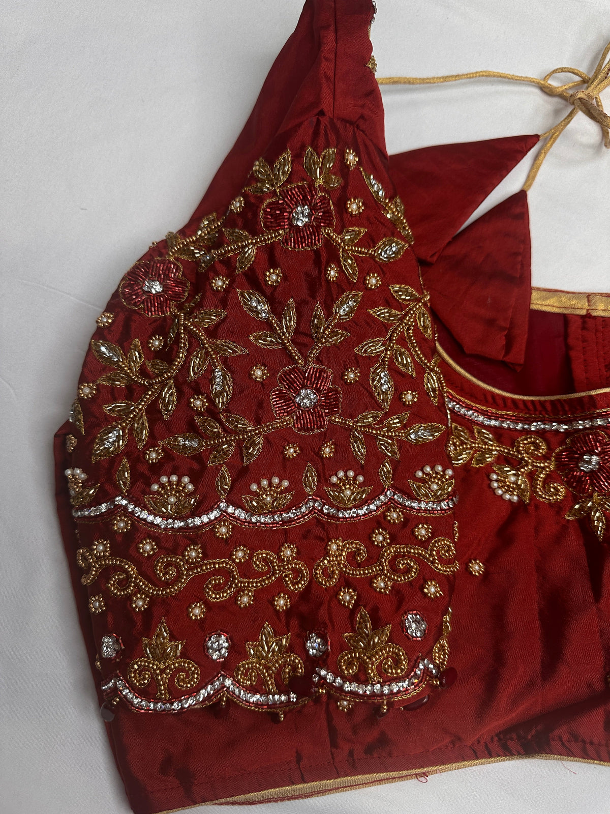 Maroon Red Silk Maggam Aari Blouse
