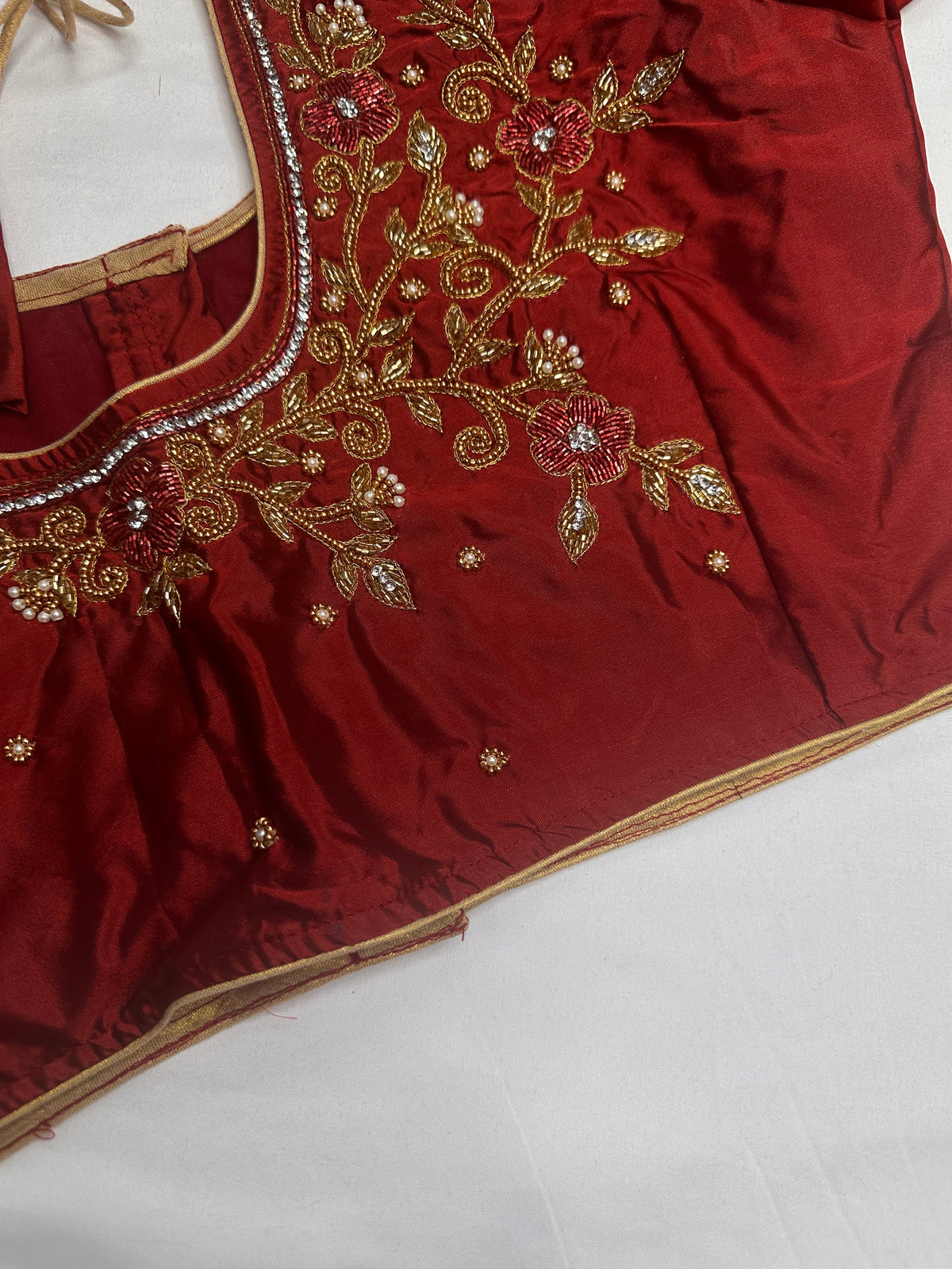 Maroon Red Silk Maggam Aari Blouse