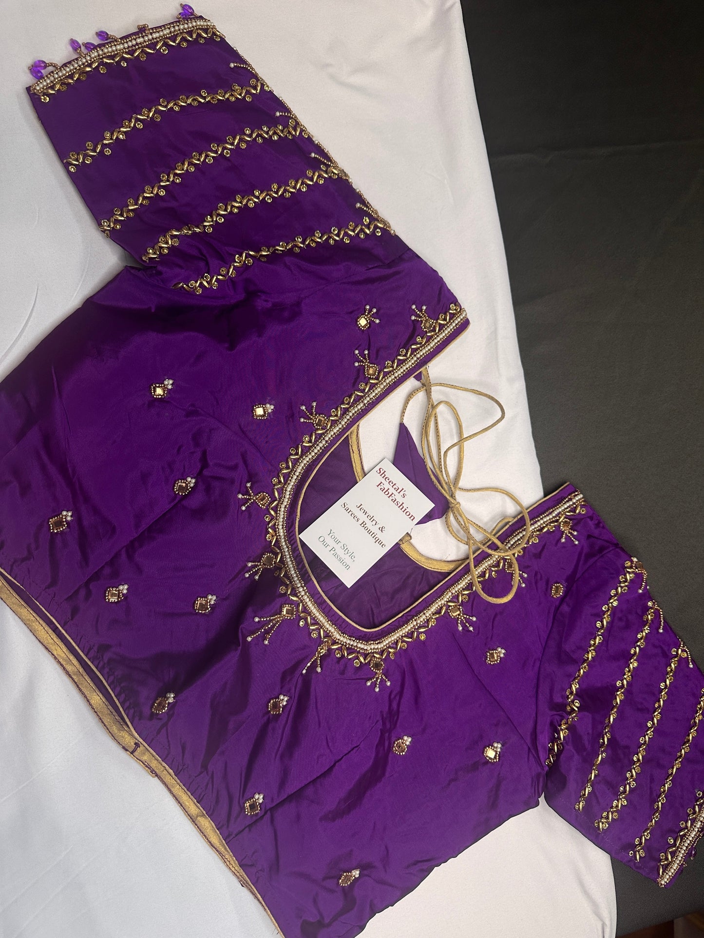 Purple Silk Maggam Aari Blouse