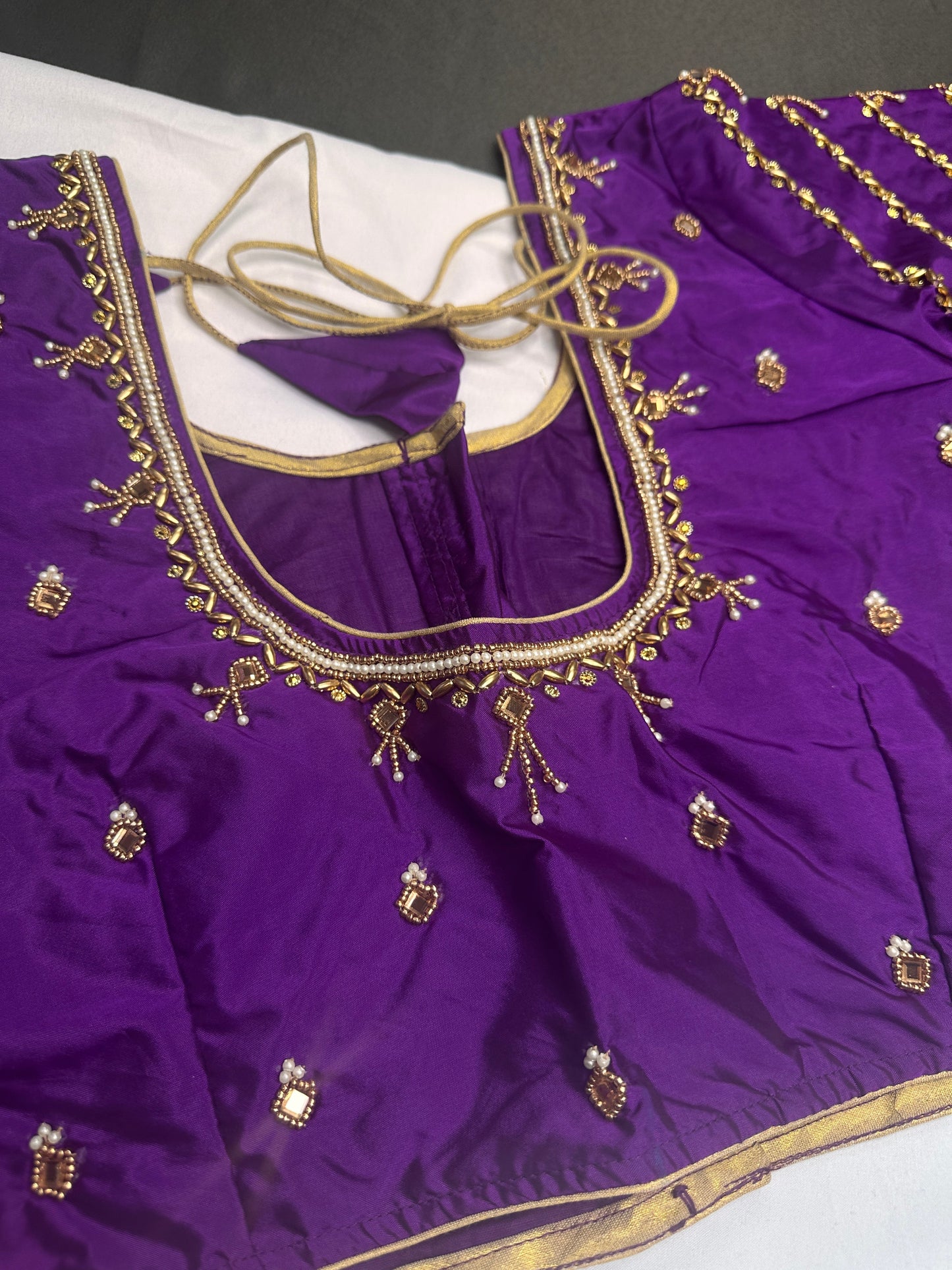 Purple Silk Maggam Aari Blouse