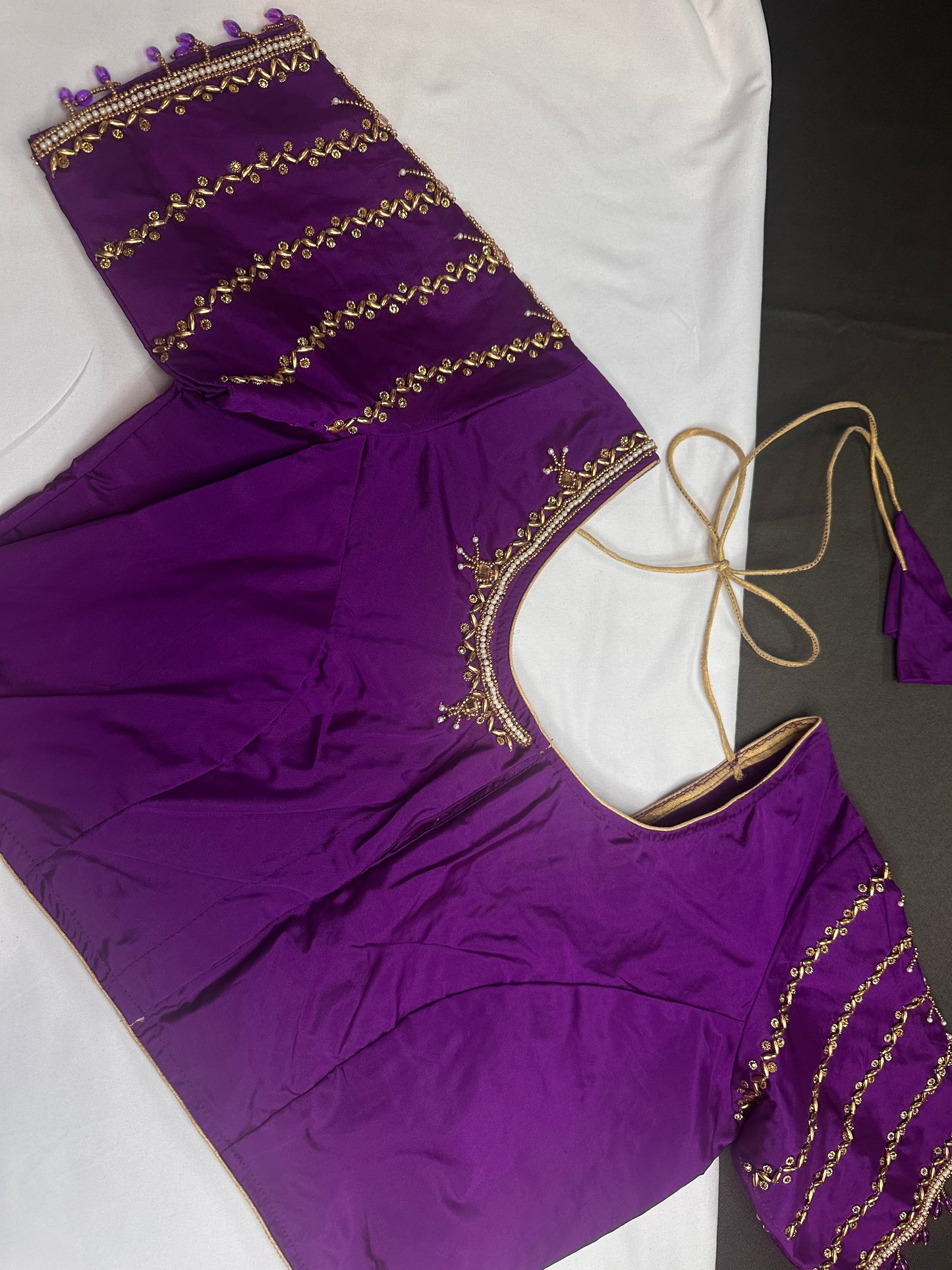 Purple Silk Maggam Aari Blouse