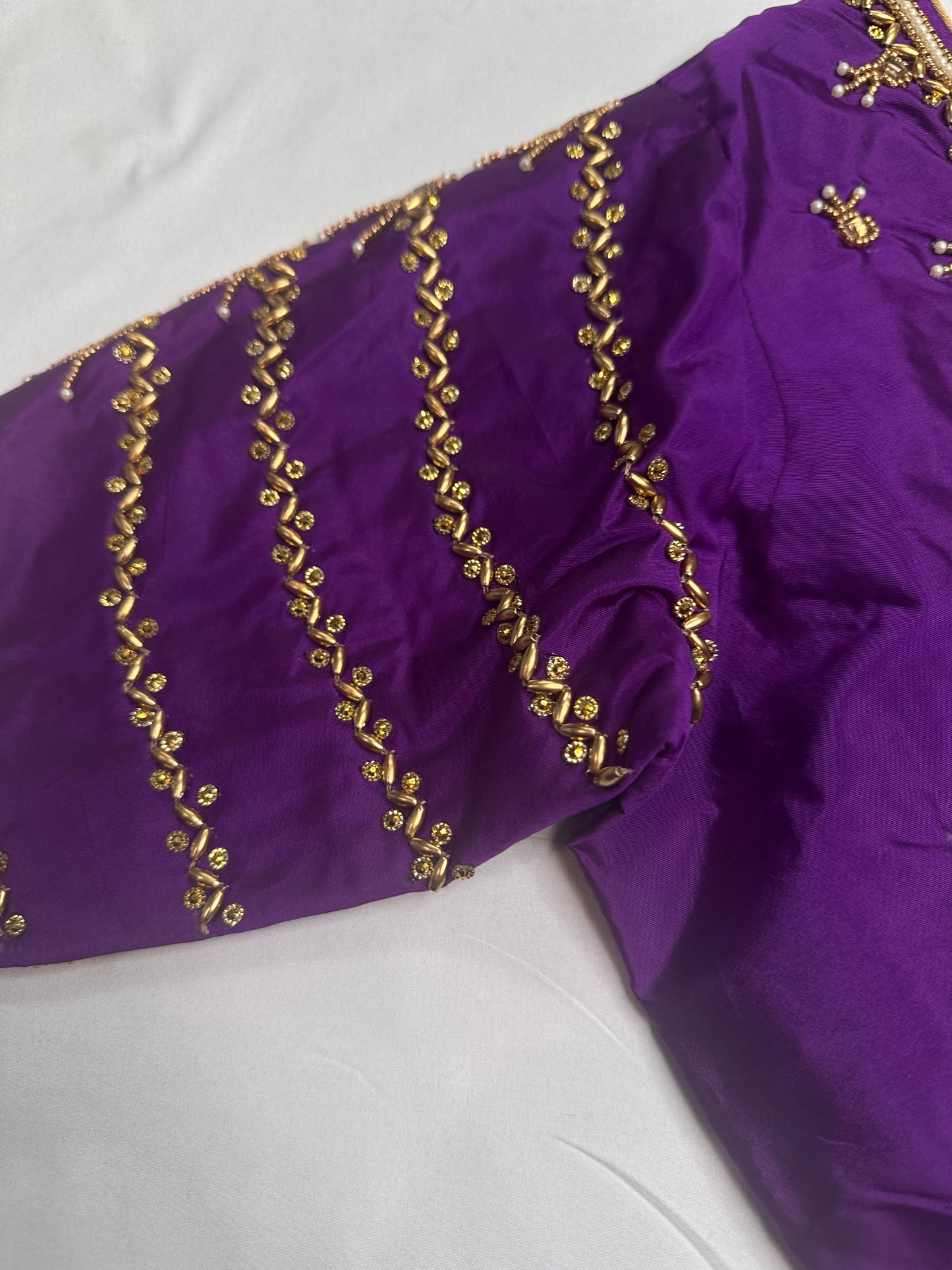 Purple Silk Maggam Aari Blouse