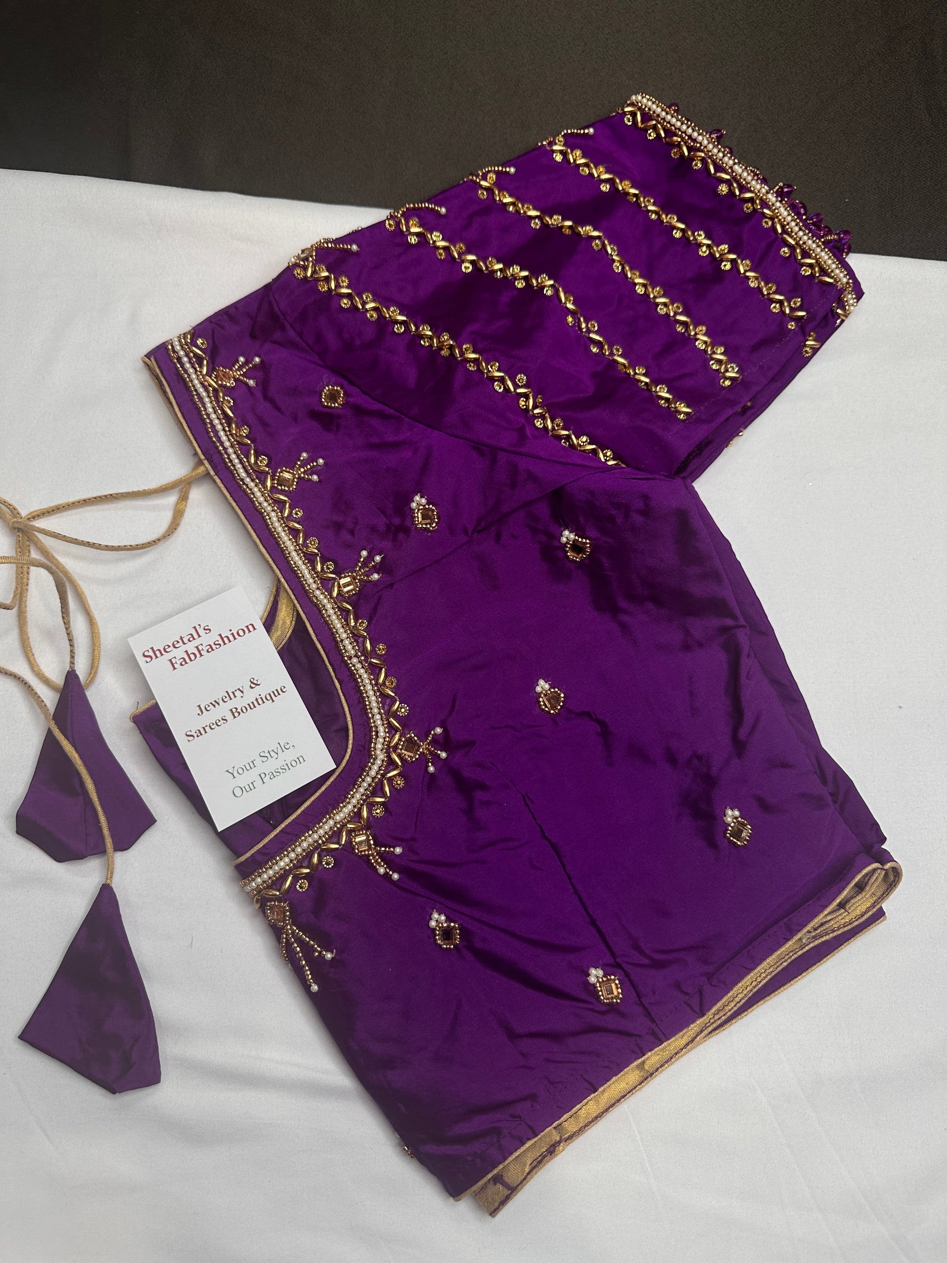 Purple Silk Maggam Aari Blouse