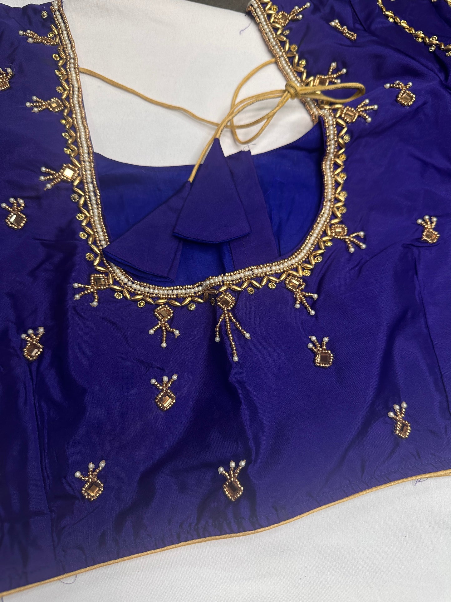 Blue Silk Maggam Aari Blouse