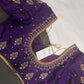 Purple Silk Pearl Maggam Aari Blouse