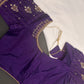 Purple Silk Pearl Maggam Aari Blouse