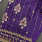 Purple Silk Pearl Maggam Aari Blouse