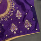 Purple Silk Pearl Maggam Aari Blouse