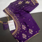 Purple Silk Pearl Maggam Aari Blouse