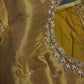 Gold High Neck Silk Maggam Aari Blouse