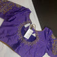 Lavender Purple Pot Neck Silk Maggam Aari Blouse