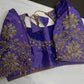 Lavender Purple Pot Neck Silk Maggam Aari Blouse